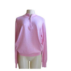 New, Peter Millar Cotton Cashmere Blend 1/4 Zip Pullover Sweater in Pink, Size S
